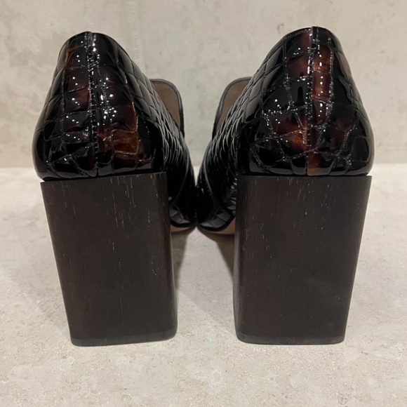 Louise et Cie Ovidio Croc-Embossed Leather Block Heel Loafers Brown Size 7 - Picture 5 of 8